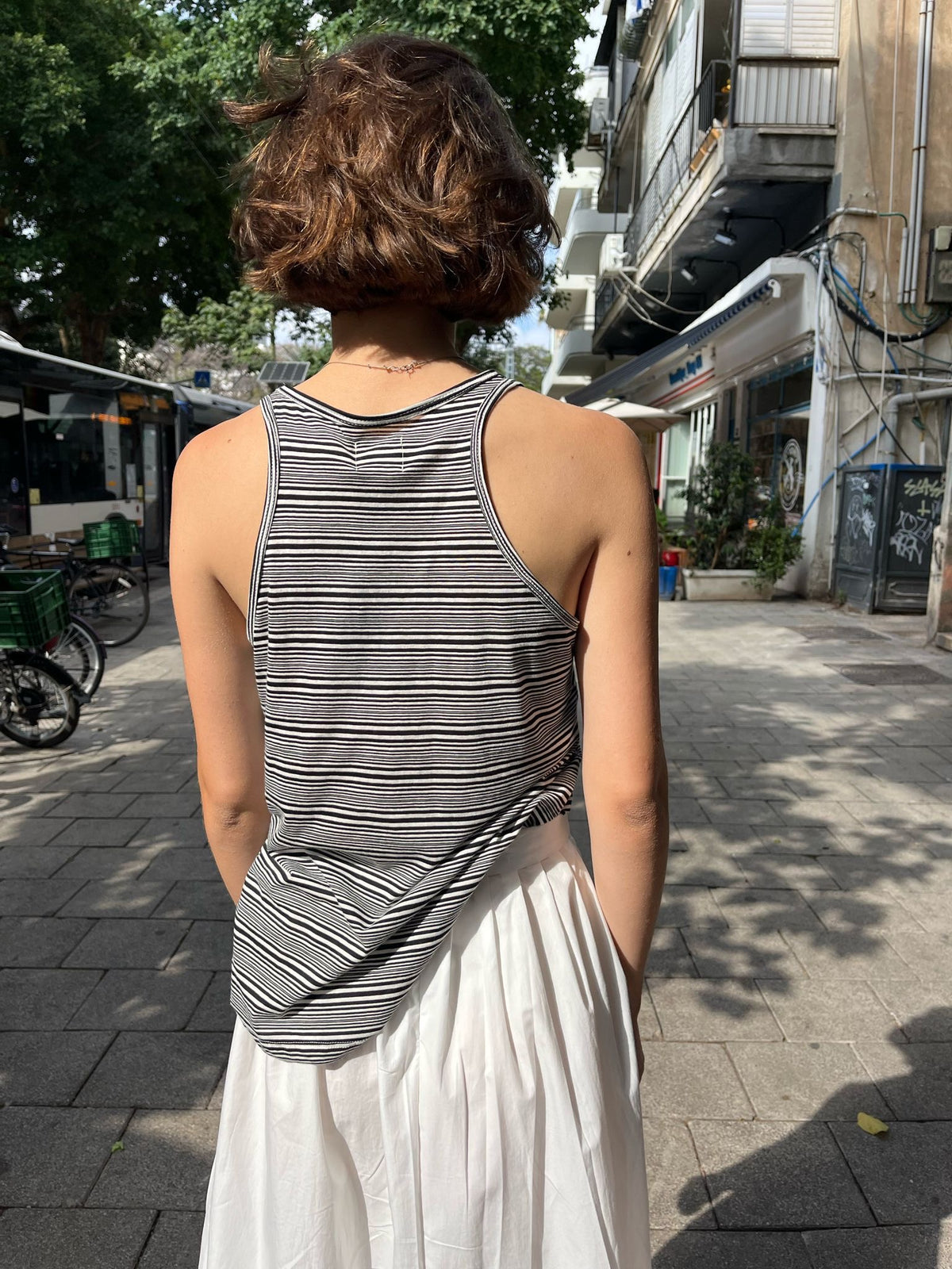 Black and white striped tank top