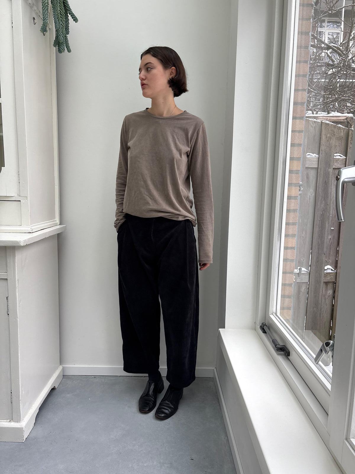 מכנסי פנסים - קורדרוי שחור